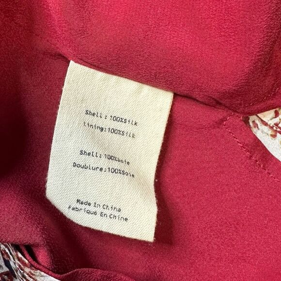 L’AGENCE Women’s Red Cream Jane Printed Silk Spaghetti Strap Cami Top Size Small - Picture 6 of 8